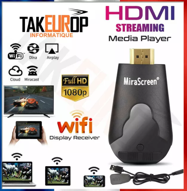 adaptateur dongle affichage wifi sans fil 1080p hdmi miracast dlna airplay tv