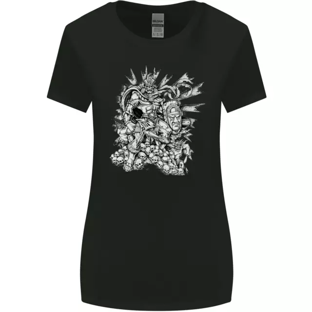 T-shirt donna taglio più largo Inca Warrior Skull Gym arti marziali MMA Axe