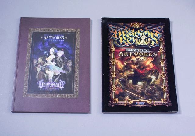 Lot of 2 Vanillaware Dragons Crown & Odin Sphere Art Book Atlus Capcom PS3 Ps4
