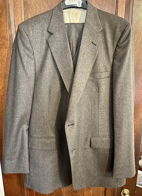 Vintage 70s Johnny Carson Man in Wool Brown 3-Piece Suit - No Size Tag Fits A 44