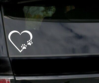 PAW PRINT HEART 4" Die cut Vinyl Decal - Car Window Sticker PUPPY I LOVE MY DOG