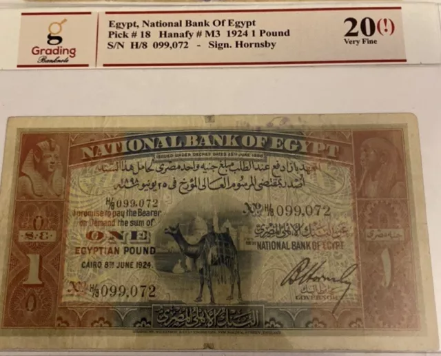 Egypt P18 "Camel Note" 1 Egyptian Pound Cairo Graded Pcgs 15! Rare!!