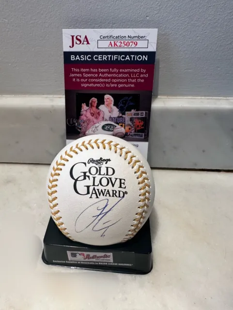 Francisco Lindor Signed Gold Glove Award Official Baseball JSA COA New York Mets