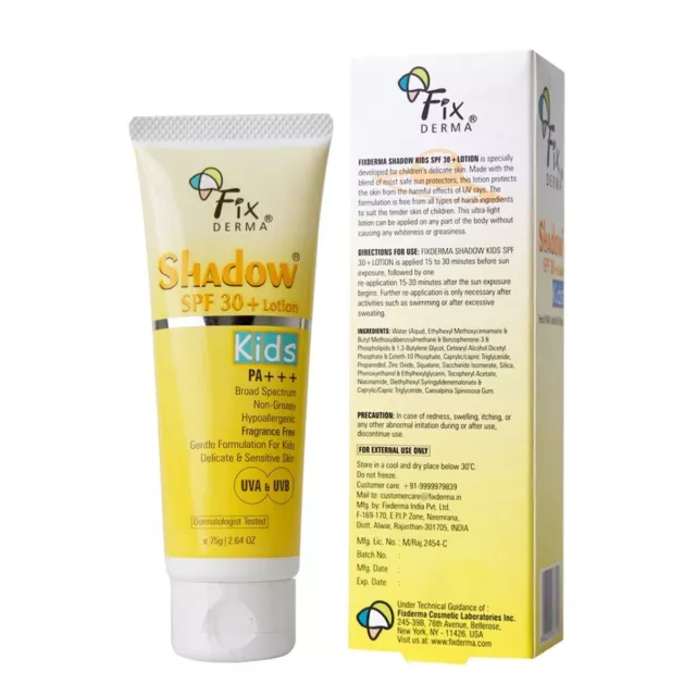 FIXDERMA Ombre Enfants SPF 30 Lotion Crème Solaire Pour Tout Peau Types 75gm