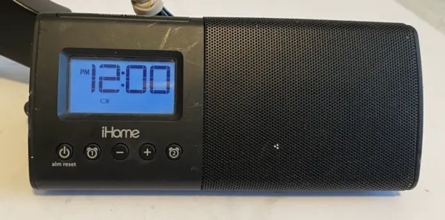 iHome iHM46 Portable USB Charging Dual Alarm Clock Speaker System Black