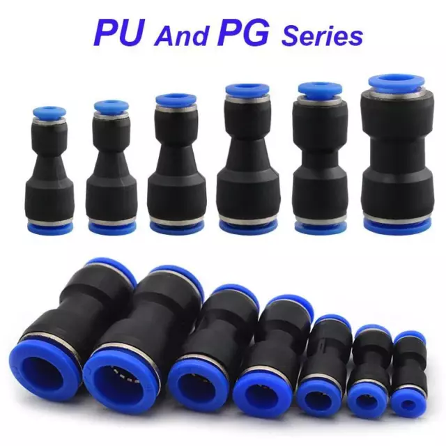 10Pc I Type PU/PG Straight Push Plastic Connector 4-16mm Pneumatic Hose Fitting