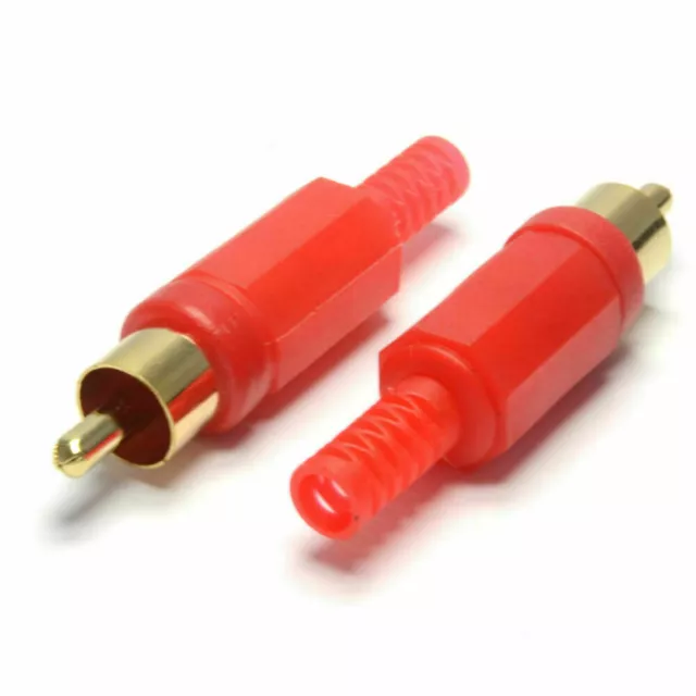 Phono Gold Plug End Red Solderable Connection Male [10 PACK] [004487]