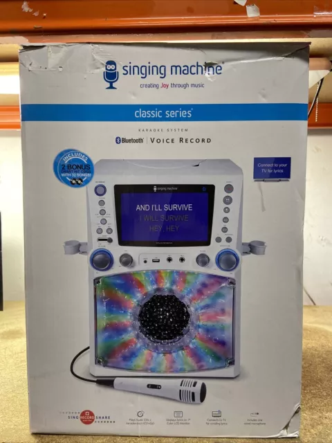 Singing Machine Karaoke System Classic Series SML385W + Two Microphones,  Tested