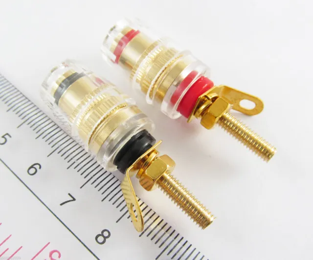 12pcs Copper Gold Audio Speaker 4mm Banana Jack Long Thread Small Binding Post