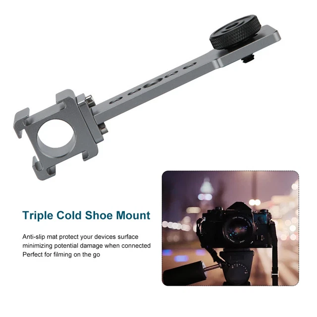 Sturdy Extension Bracket Easy Install Triple Cold Shoe Mount Camera Accessory