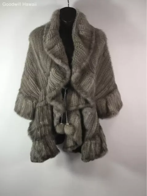 RABBIT FUR CAPE Grey Women - Size LARGE