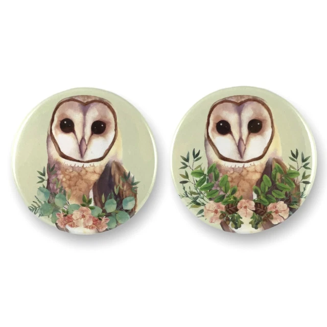Owl Set of 2 - 2.25 Inch Magnets for Fridge, Kitchen, Whiteboard Cute Magnets