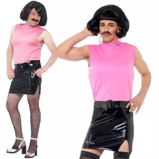 80s Queen Freddie Mercury Break free Housewife Fancy Dress Costume & Wig Smiffys
