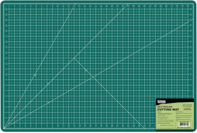 24" X 36" GREEN/BLACK 5-Ply Double Sided Durable Non-Slip Cutting Mat