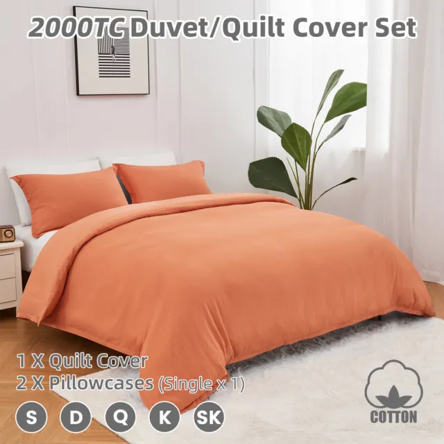 Cotton Waffle Duvet Doona Quilt Cover Set Pillowcase Bed Double Queen Super King