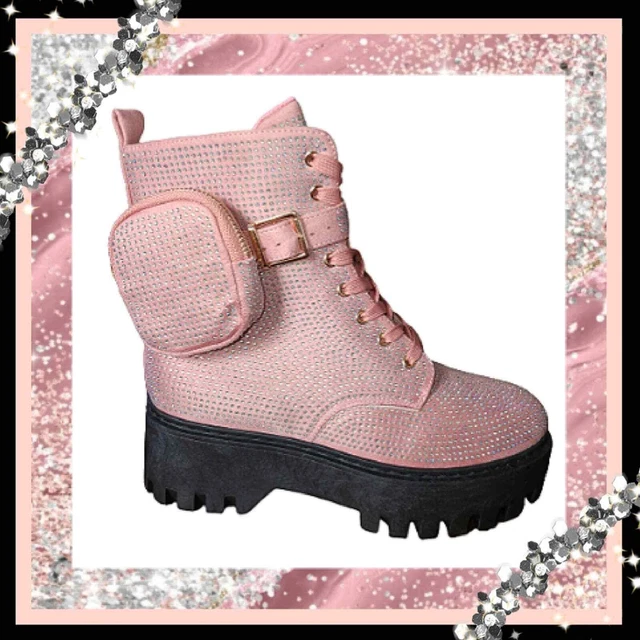 Rhinestone ☆ Club Stomps ☆ Pouch Strap ☆ Blush Lug Boots ☆ 9 ☆ Nwt