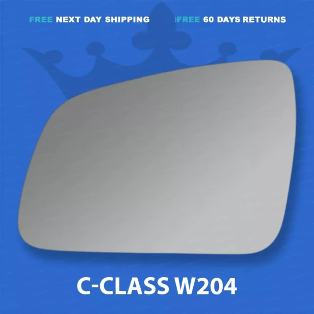 Mercedes C-Class W204 wing door mirror glass 2007-2008 left side Spherical