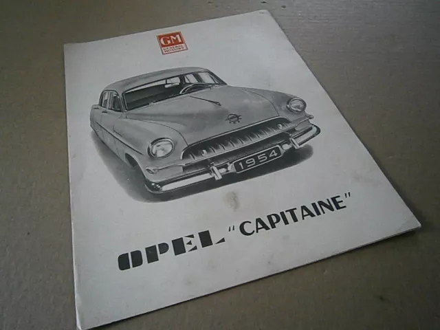 Catalogue auto  pub prospectus brochure: GM Opel Capitaine 1954