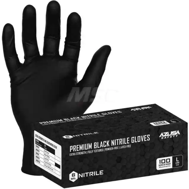 100 Pack AZUSA Safety ND6020-L Disposable Gloves, Size Large, 6 mil, Nitrile
