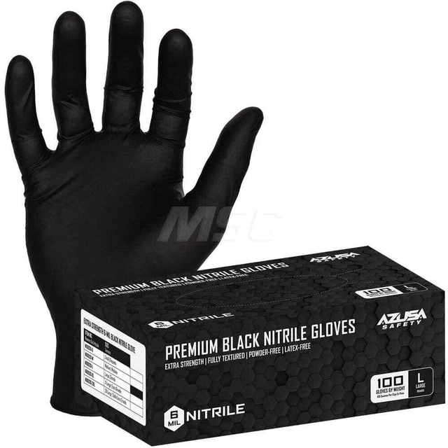 100 Pack AZUSA Safety ND6020-L Disposable Gloves, Size Large, 6 mil, Nitrile