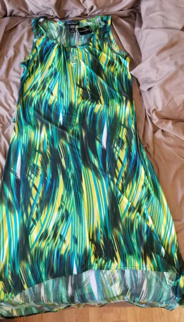 Nwt Ashley Stewart Maxi Dress "Lime Ricke" Size 12 Polyester