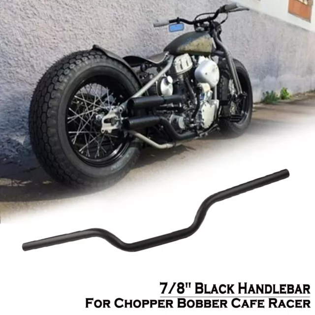 7/8" 22mm Universal Motorcycle Handlebar Black Drag Bars Euro Iron For Harley