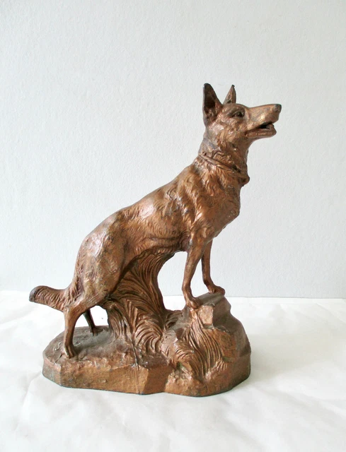 Sculpture en Régule Signé L. Brunswick - Chien Berger Allemand