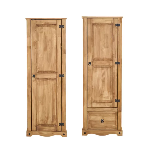 Corona 1 Door Single Wardrobe 1 Drawer Storage Mexican Pine Bedroom Furniture