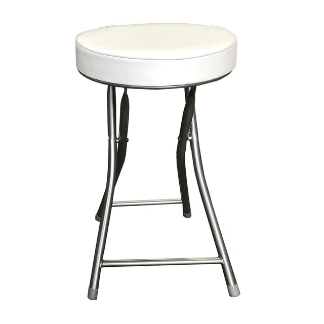 Taburete Plegable Versa Blanco Polipiel [30 x 50 x 30 cm]