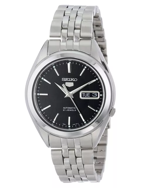 Seiko 5 SNKL23 Automatic Day-Date Black Dial Stainless Steel Mens Watch SNKL23K1