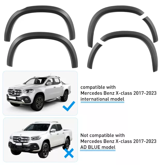 Matt Black Slim Fender Flares Kit For Mercedes Benz X-Class 2017 2018 2019 2020+ 2