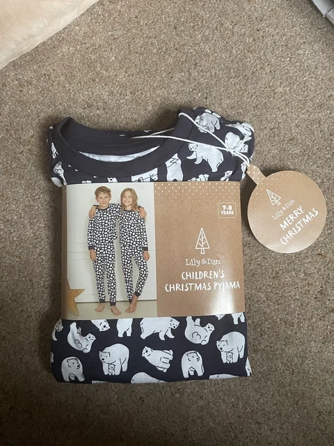 Pigiama unisex orso polare Lily&Dan bambini manica lunga pigiama 7-8 anni nuovo con etichette