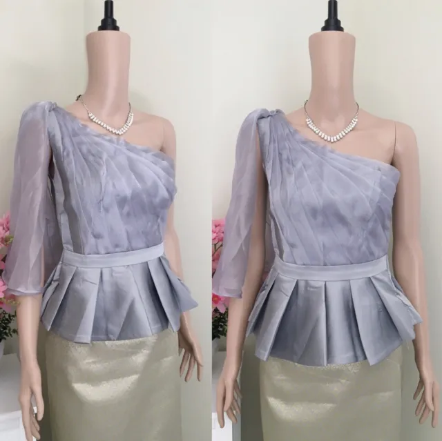 Khmer Traditional Outfit / Cambodian Clothes - 2 Pieces, Khmer Shirt & Skirt