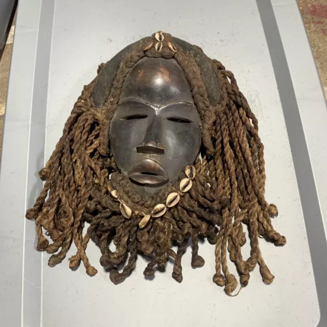 Dan Mask with Cowries and Rope Beard African mask great size OFFERS #8