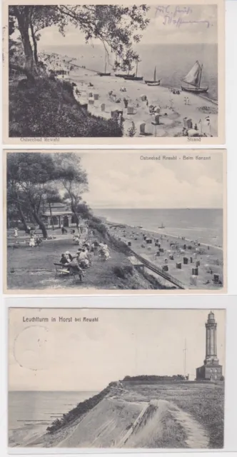 906857/3 AK Ostseebad Rewahl Strand, Leuchtturm usw. um 1910