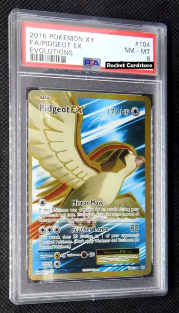 Pokemon Pidgeot EX Full Art Holo Tauboss EN 104/108 Evolutions PSA 8 NM-Mint