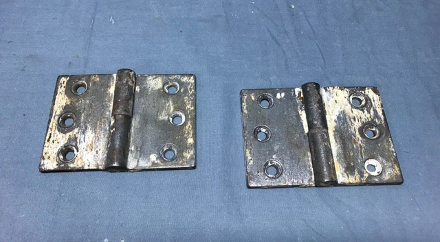 Vintage Pair Gravity Lift Off Door Hinges 3 x 4 Cast Iron Old Hardware 231-23B