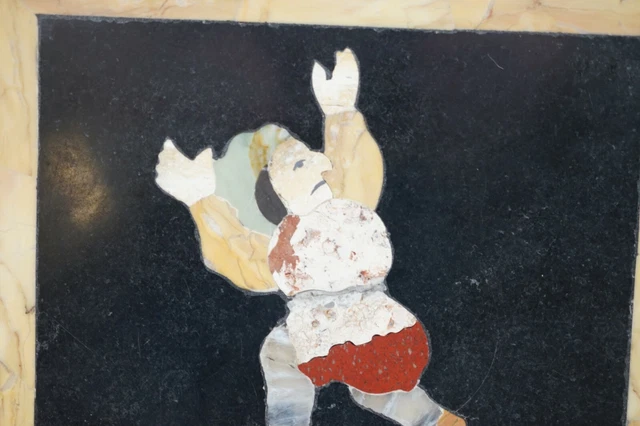 Four Rare Antique Italian Pietra Dura Marble Tiles Wall Plaque Fire Eater Jester 5