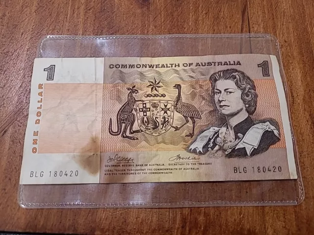 Australian 1972 Phillips Wheeler Last Prefix BLG $1 Banknote Commonwealth