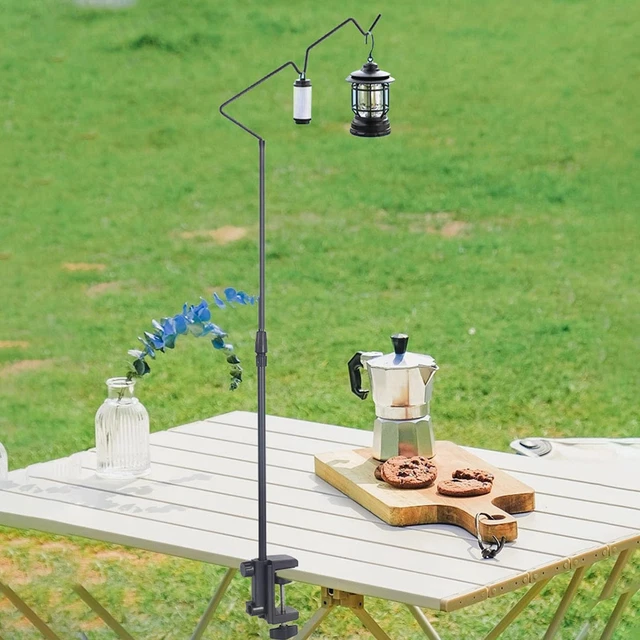 Support Lampe De Camping - Poteau 55cm, Acier Inox Et Alu - Noir, étanche