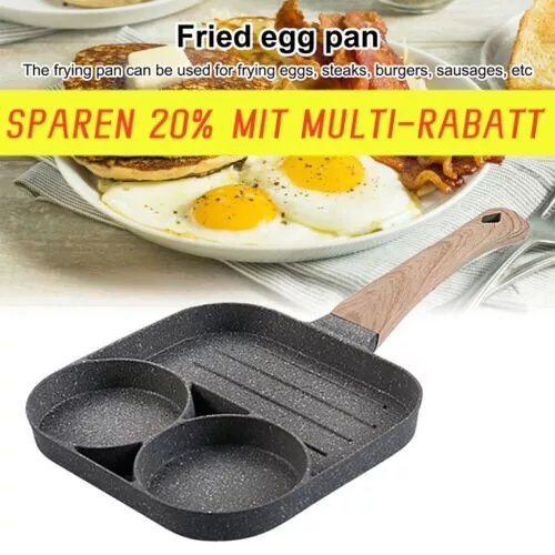 3-Loch Bratpfanne Egg Pan Non Stick Egg Schinken Pancake Frühstücksmaschine