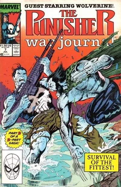 PUNISHER WAR JOURNAL #7 VG, Wolverine, Direct Marvel Comics 1989 Stock Image