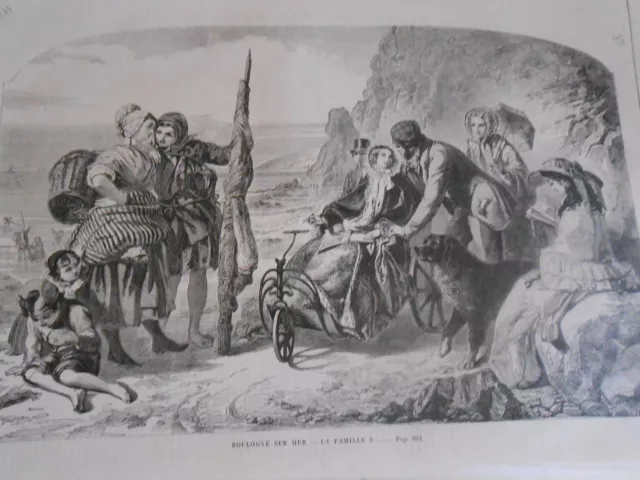 Gravure 1859 - Boulogne sur Mer La Famille