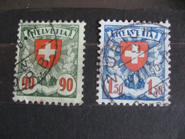 Schweiz:   Michel-Nr. 194 z und 196 z,  gestempelt, Wappen, siehe Fotos    (2)