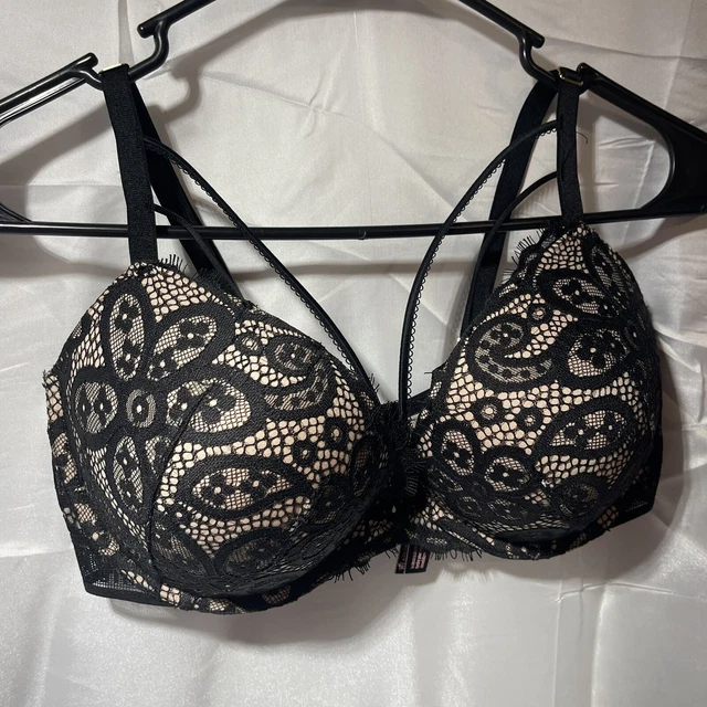 Victoria's Secret Red Lace Rhinestone Plunge Pushup Bra 34DD