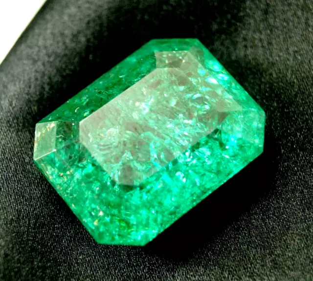 Natural Certified Colombian Green Emerald 49 Ct+ Emerald Cut Loose Gemstone