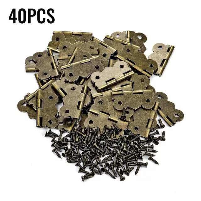 Antique Style Miniature For Box Hinges 40pcs Small Bronze Engraved Hinges