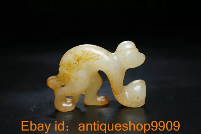 1.8 " China Natural Hetian Jade Carved Zodiac Animal Monkey Peach Amulet Pendant