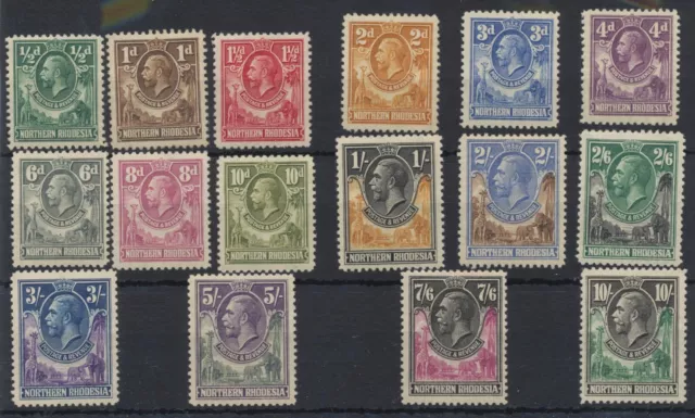 Northern Rhodesia KGV 1925 Set of 16 to 10/- SG 1 - 16 MM SG Cat £540