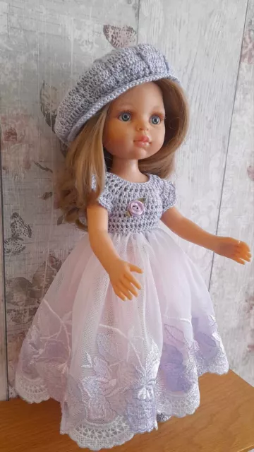 Doll Clothes Crochet & Tulle Dress Set for 13"  Paola Reina Doll By Sian